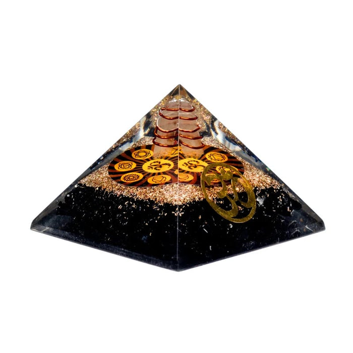 Orgonit Chakra Pyramide - schwarzer Turmalin mit OM
