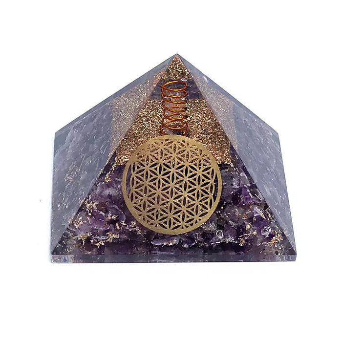 Orgonit Pyramide Amethyst - Blume des Lebens