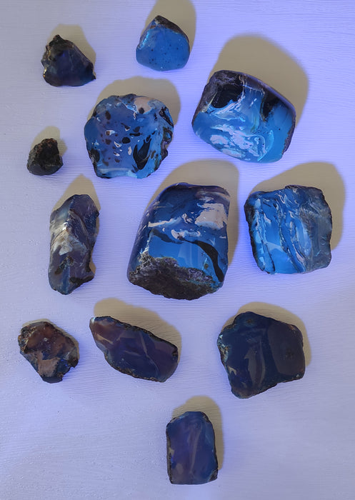 UNIKAT - Bernstein blau versch. Einzelstücke