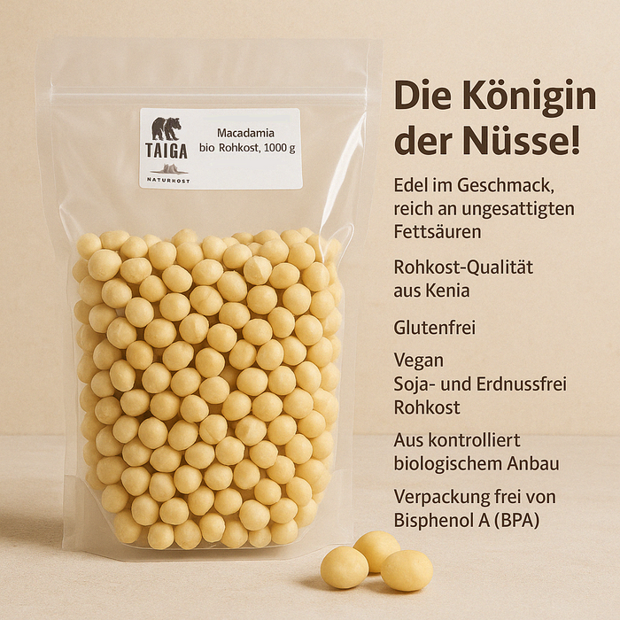 Taiga Bio Macadamia-Nüsse roh 500g