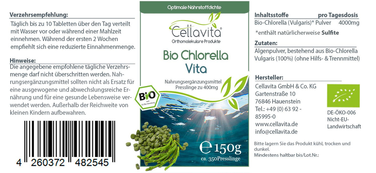 Cellavita Bio Chlorella Vita 150g 350 Presslinge