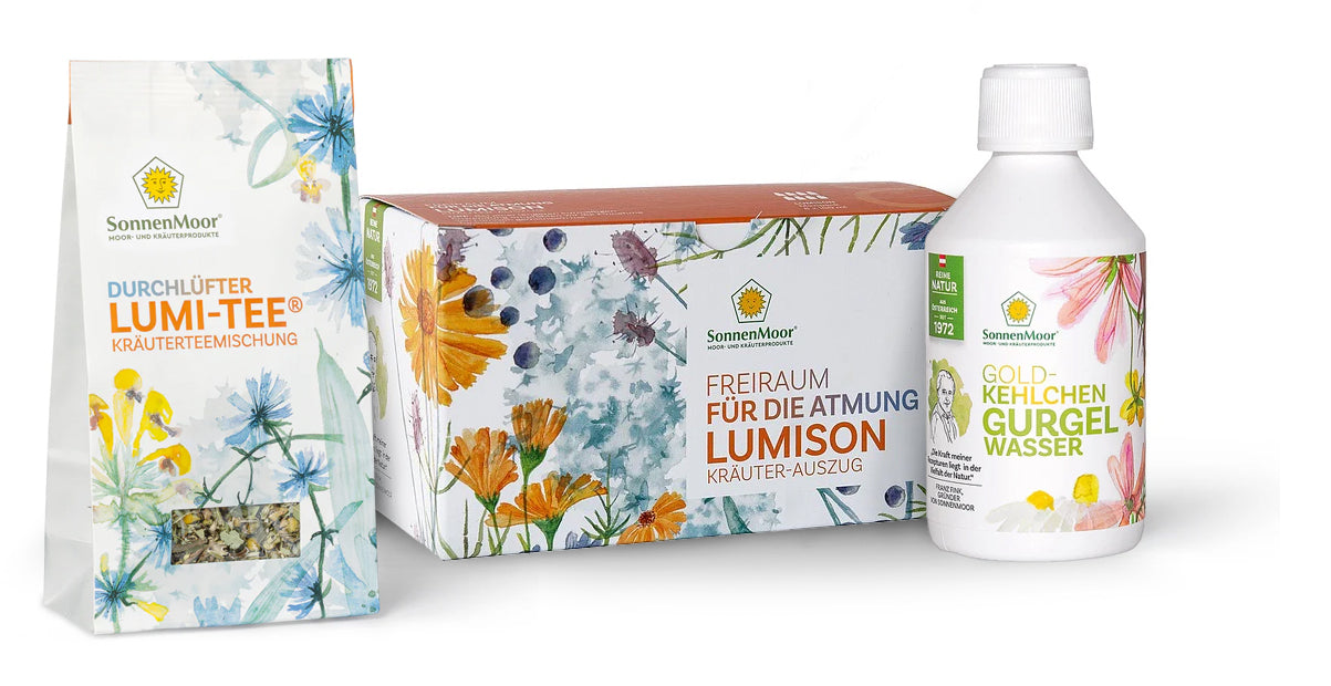 SonnenMoor Atme-frei-Set - 8 x 100ml Lumison + Gurgelwasser 250ml + gratis Lumi-Tee 50g