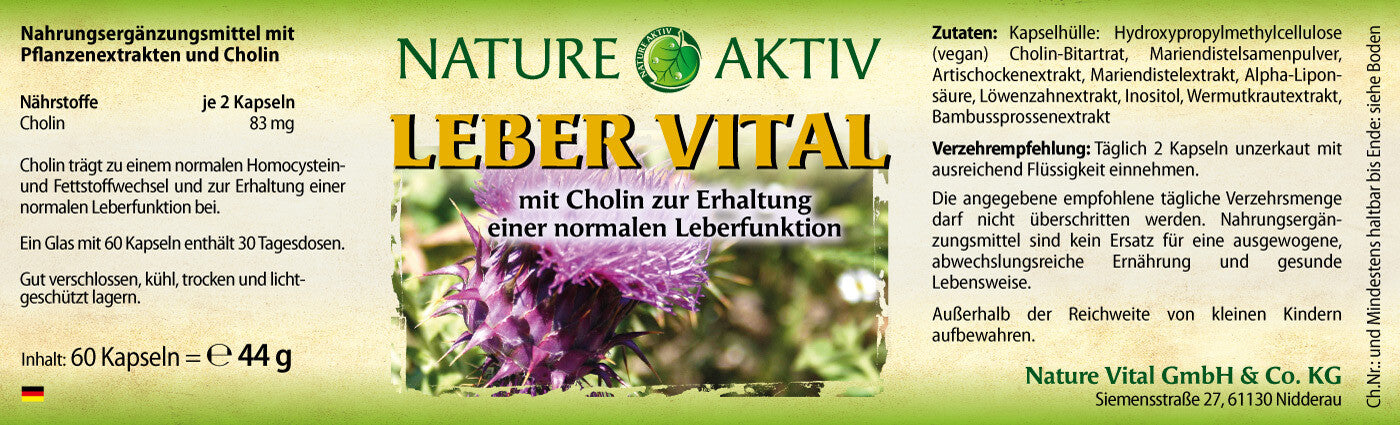 Nature Aktiv Leber Vital – Cholin & Pflanzenextrakte — Landkaufhaus Mayer