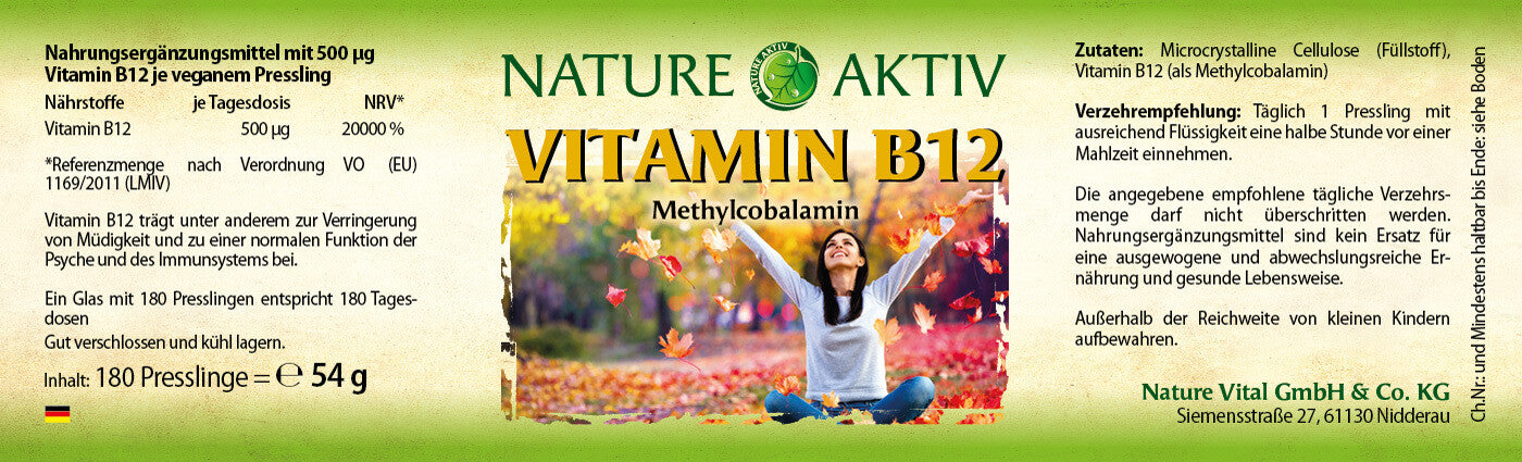Nature Aktiv Vitamin B12 - 180 Presslinge, 54g
