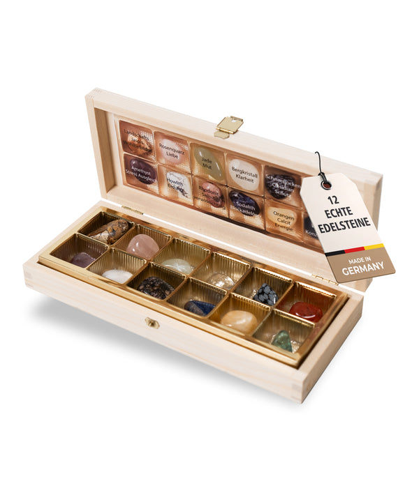 Edelsteine 12er Set in edler Holzkiste