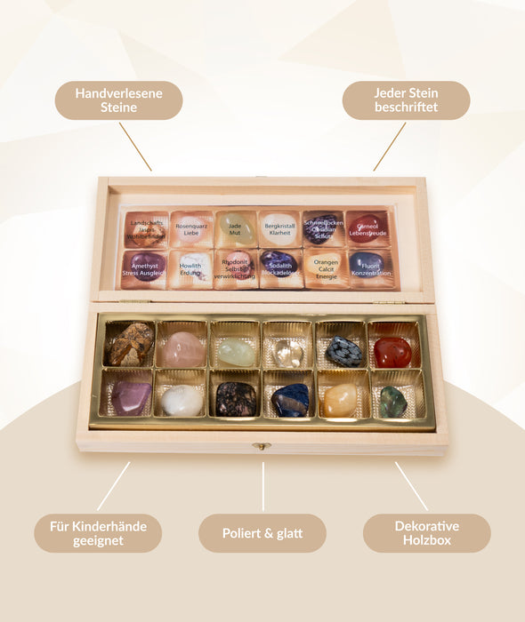 Edelsteine 12er Set in edler Holzkiste