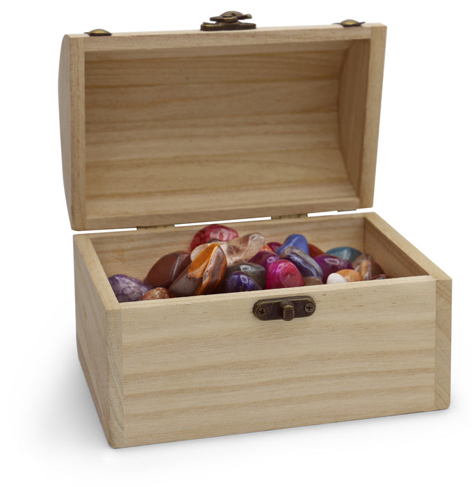 Schatzkiste groß - gefüllt mit Edelsteinmischung