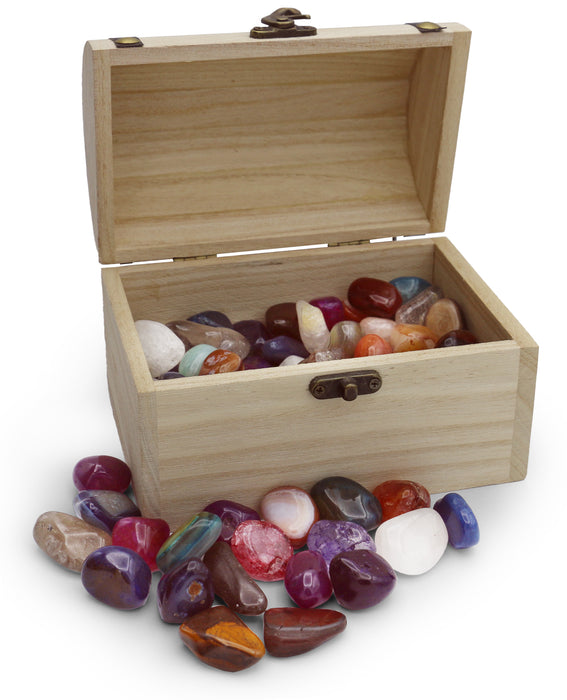 Schatzkiste groß - gefüllt mit Edelsteinmischung
