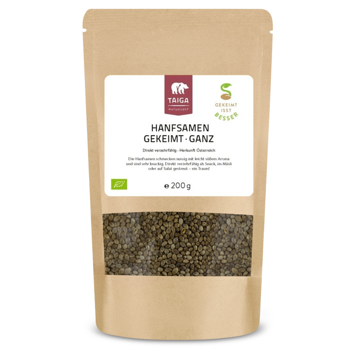 Taiga Bio Hanfsamen gekeimt, roh 200g