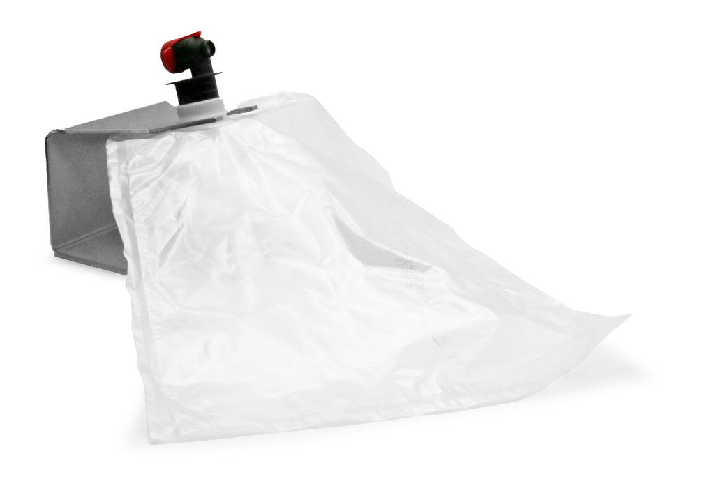 Bag in Box Beutel mit Stutzen im Edelstahl Abfüllhalter