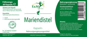 E&M Vital Mariendistel Kapseln Etikett mit Zutaten, Hinweise und Empfehlungen. 