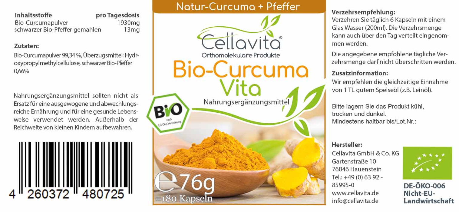 Cellavita Bio Curcuma Vita Kapseln/Pulver