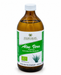Golden Heart Aloe Vera Premium Direktsaft mit 99,9 % Aloe Vera in einer 500-ml-Glasflasche, frontal auf weißem Hintergrund fotografiert.