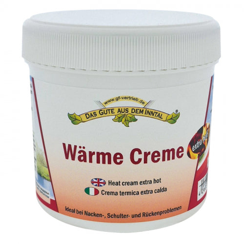 Inntaler Wärme Creme freigestellt vor weißem Hintergrund.