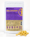 Ivansson’s Melatonin im weißen Standbeutel mit violett-goldenem Etikett und gelben Lutschtabletten auf hellem Hintergrund.