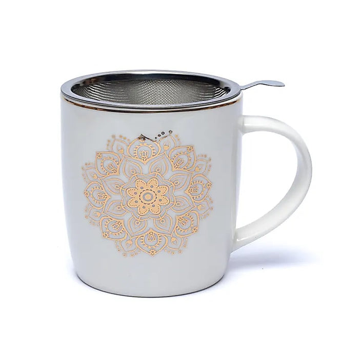 Teetasse Mandala mit eingesetztem Edelstahlsieb