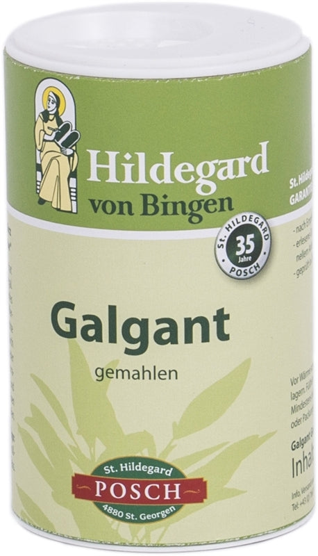 Hildegard von Bingen Galgant gemahlen von St. Hildegard Posch freigestellt vor weißem Hintergrund